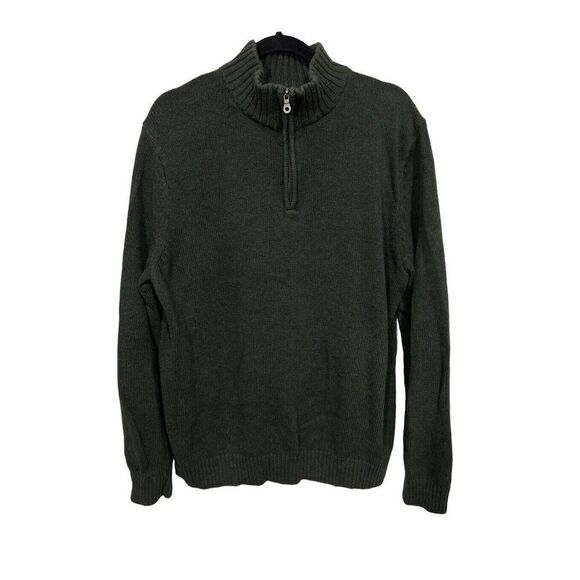 Croft & Barrow Knit Sweater Mens Size XXL Green 1/4 Zip Mock Neck Long Sleeve - Picture 2 of 8